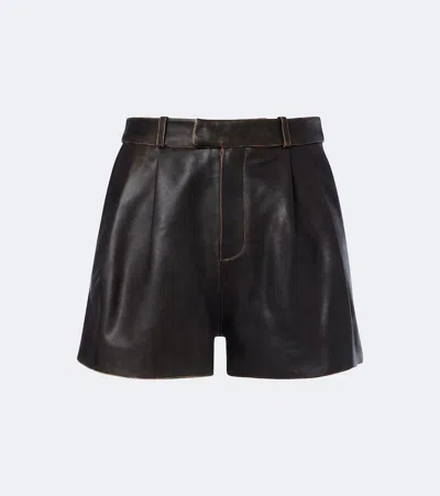Arma High-rise Leather Shorts In Brown