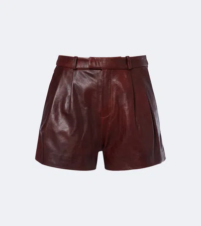 Arma High-rise Leather Shorts In Burgundy