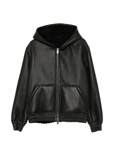 Arma Hooded Leather Jacket In Black