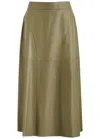 Arma Indrina Panelled Leather Midi Skirt In Sage