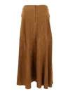 Arma Irina Brown Skirt With Inserts Design And Closure On The Back In Suede Woman In Brown