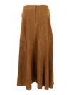 ARMA 'IRINA' BROWN SKIRT WITH INSERTS DESIGN AND CLOSURE ON THE BACK IN SUEDE WOMAN