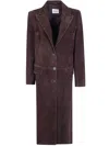 Arma Single-breasted Suede Coat In Brown