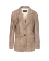 Arma Button-fastening Suede Blazer In Neutral