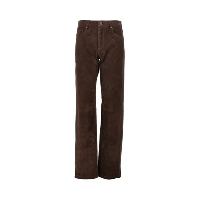 Arma 'jean' Suede Leather Pants In Brown