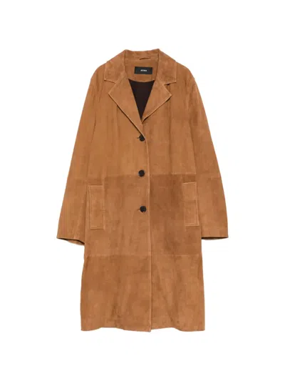 Arma Jella Suede Coat In Brown