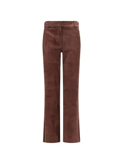 Arma Jen Stretch-suede Trousers In Brown