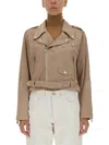 Arma Woman Jacket Dove Grey Size 6 Goat Skin In Beige