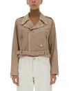 Arma Belted-waist Asymmetrical-zip Jacket In Neutral