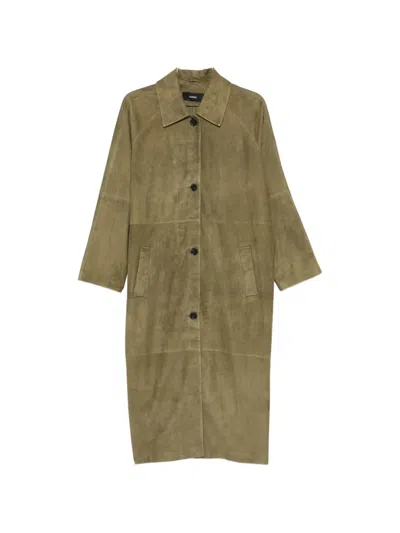 Arma Judy Button Suede Coat In Brown