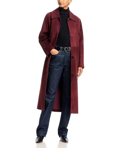 Arma Judy Oversized Suede Coat In Burgundy