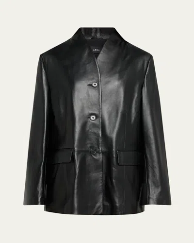Arma Juno Button-down Leather Jacket In Black