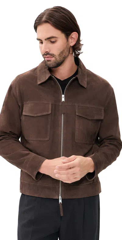 Arma Kale Goat Suede Sturdy Jacket Mud Brown