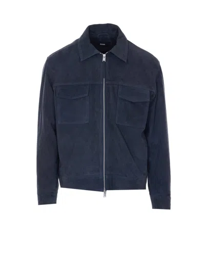 Arma Kale Suede Zip Jacket In Blue