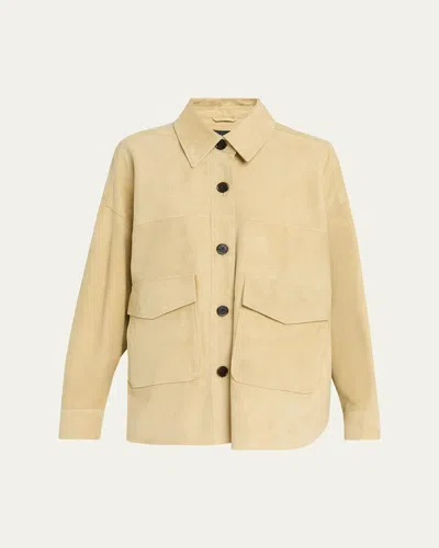 Arma Kaylee Button-down Lambskin Suede Jacket In Gravel Gra