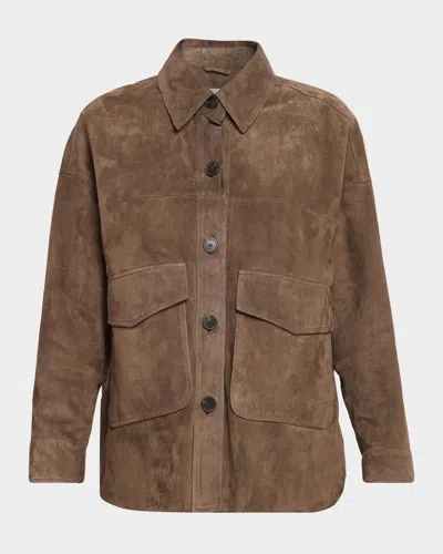 Arma Kaylee Button-down Suede Shirt Jacket In Soil