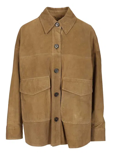 Arma Kaylee Lamb Suede Jackets Green In Brown