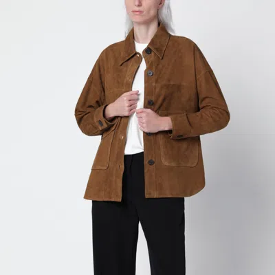 Arma Kaylee Olive Green Suede Shirt Jacket In Brown