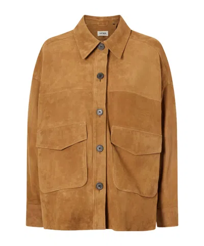 Arma Kaylee Paneled Suede Jacket In Brown