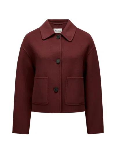Arma Kerry Cropped Wool Jacket In Burgundy