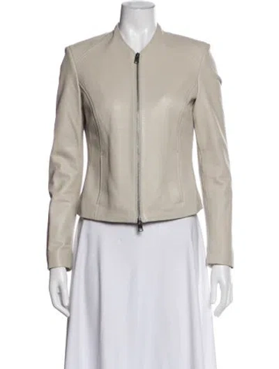 Pre-owned Arma Lamb Leather Biker Jacket In Neutral