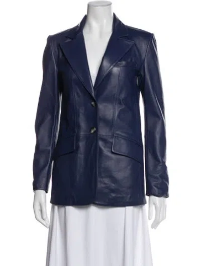 Pre-owned Arma Lamb Leather Blazer In Blue