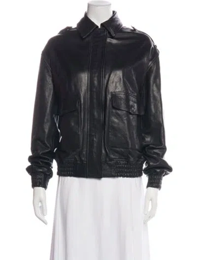 Pre-owned Arma Lamb Leather Bomber Jacket In Black