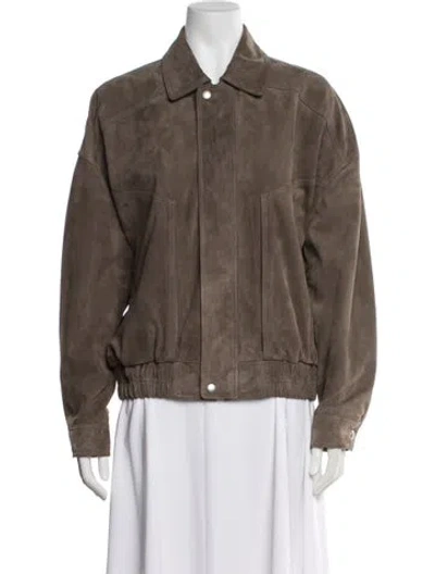 Pre-owned Arma Lamb Leather Bomber Jacket In Brown