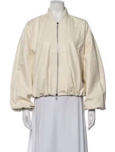 Pre-owned Arma Lamb Leather Bomber Jacket W/ Tags In Neutrals