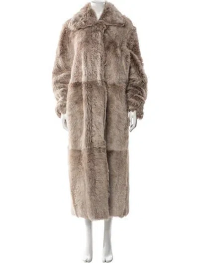 Pre-owned Arma Lamb Leather Faux Fur Coat In Neutrals