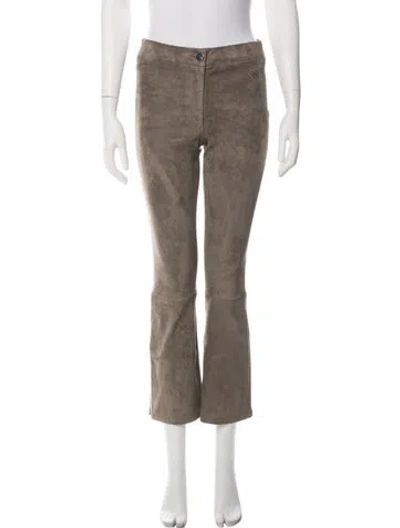 Pre-owned Arma Lamb Leather Flared Pants In Brown