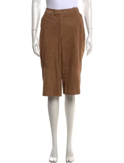 Pre-owned Arma Lamb Leather Knee-length Shorts In Brown