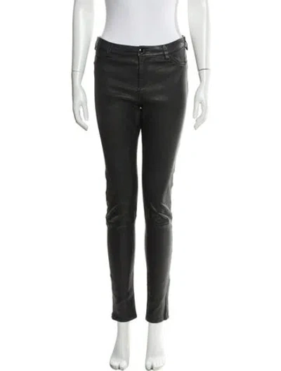 Pre-owned Arma Lamb Leather Skinny Leg Pants In Black