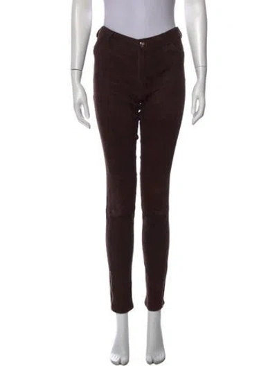 Pre-owned Arma Lamb Leather Skinny Leg Pants In Brown