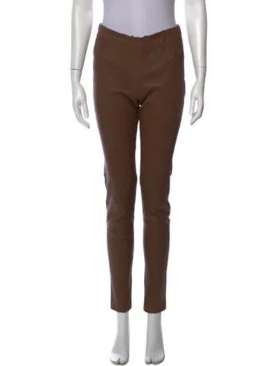 Pre-owned Arma Lamb Leather Skinny Leg Pants In Brown