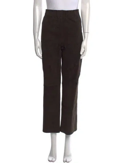 Pre-owned Arma Lamb Leather Straight Leg Pants In Brown
