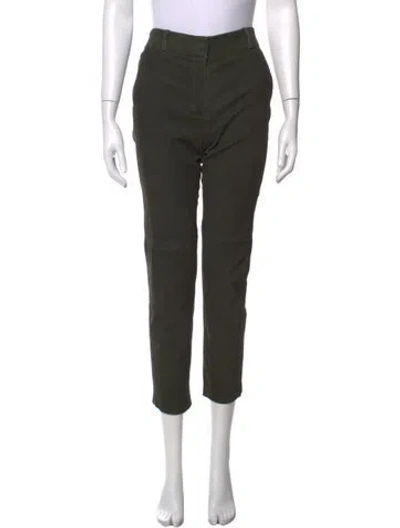Pre-owned Arma Lamb Leather Straight Leg Pants In Green
