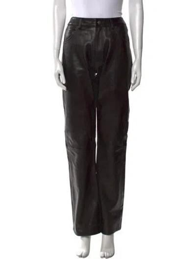 Pre-owned Arma Lamb Leather Wide Leg Pants In Black