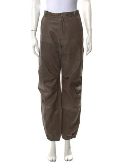 Pre-owned Arma Lamb Leather Wide Leg Pants In Brown