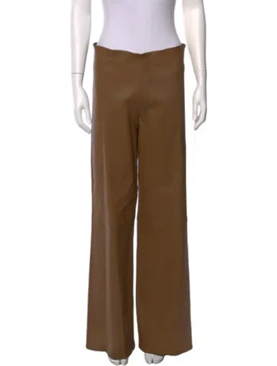 Pre-owned Arma Lamb Leather Wide Leg Pants In Brown
