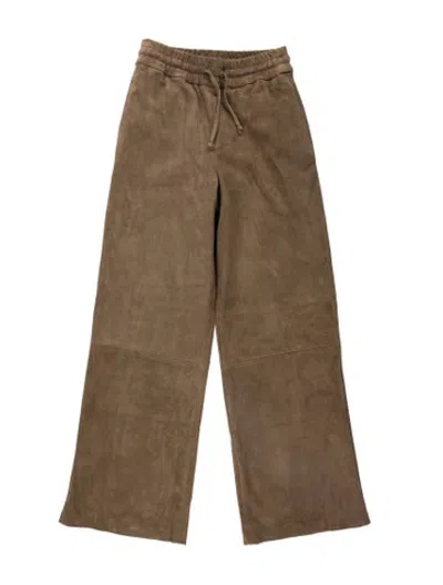 Pre-owned Arma Lamb Leather Wide Leg Pants In Neutrals