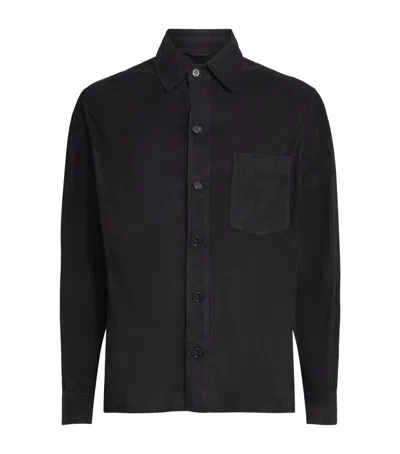Arma Lamb Suede Dino Shirt In Blue