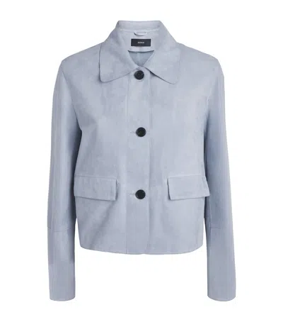 Arma Lamb Suede Fem Tailored Jacket In Blue