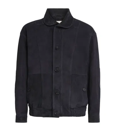 Arma Lamb Suede Plato Jacket In Blue