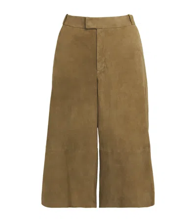 Arma Lamb Suede Tailored Shorts In Green
