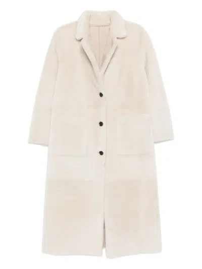 Arma Lambskin Single-breasted Coat In Neutral