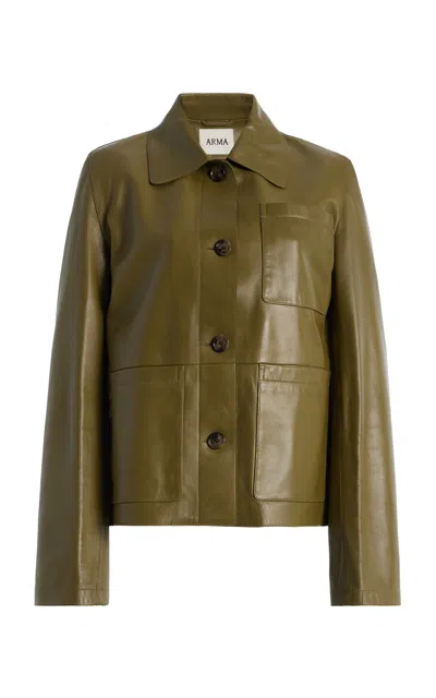 Arma Laureen Leather Jacket In Green