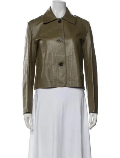 Pre-owned Arma Leather Biker Jacket In Green