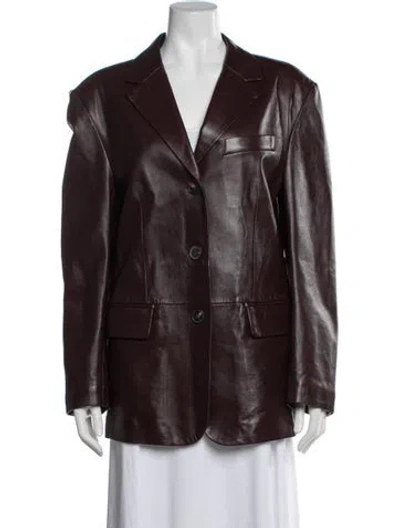 Pre-owned Arma Leather Blazer In Burgundy