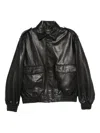 Arma Leather Bomber Jacket In Black
